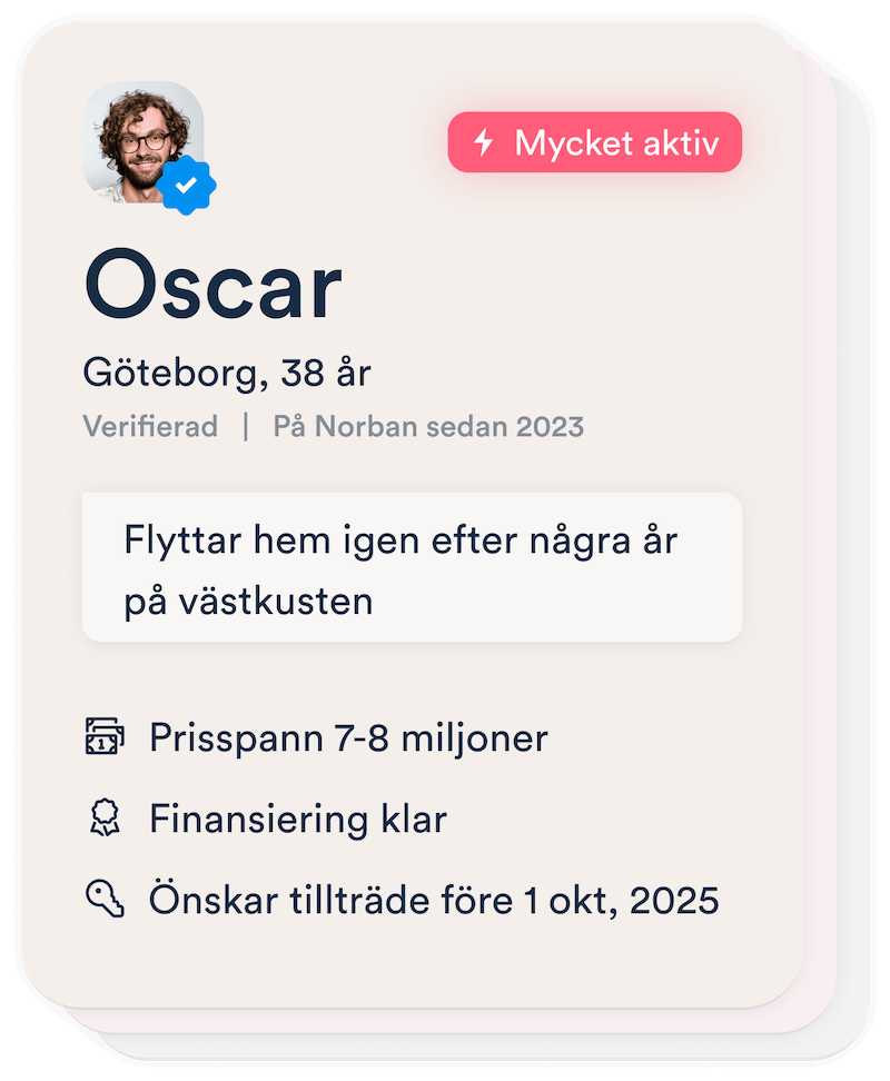 Exempel på köparprofiler som kan vara intresserade av din bostad.